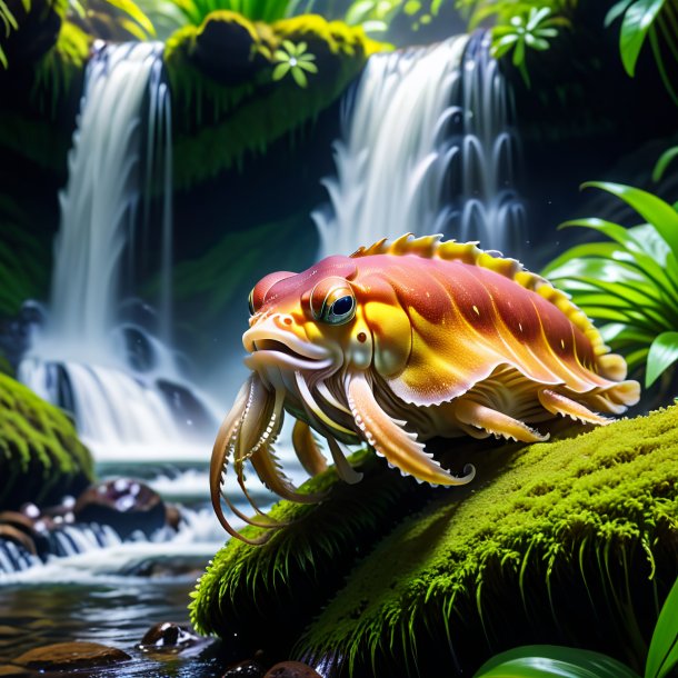 Pic of a resting of a cuttlefish in the waterfall