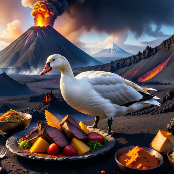 Picture of a eating of a goose in the volcano