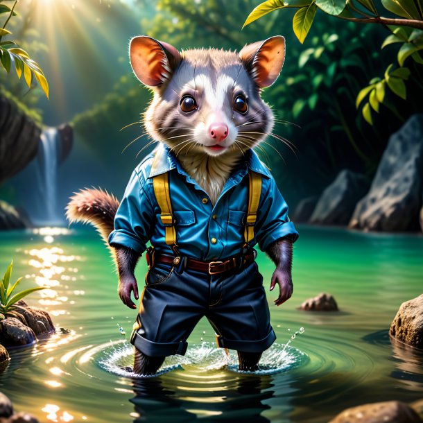 Image of a possum in a trousers in the water