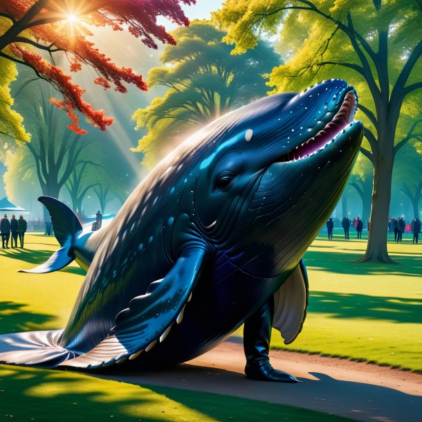 Picture of a whale in a coat in the park