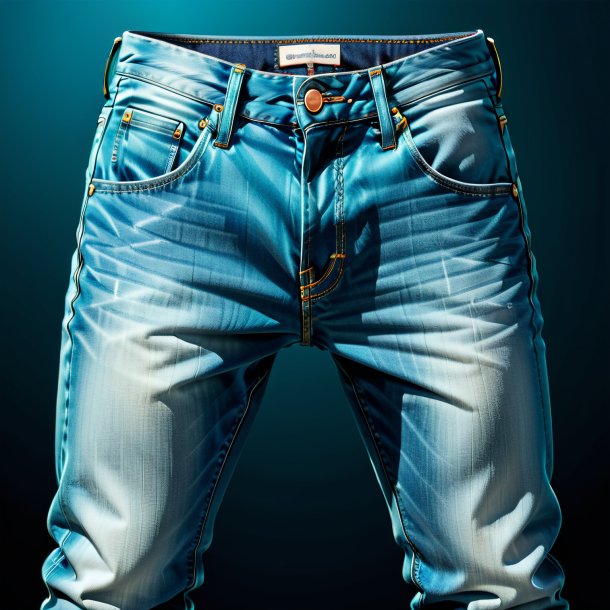 Illustration of a aquamarine jeans from metal