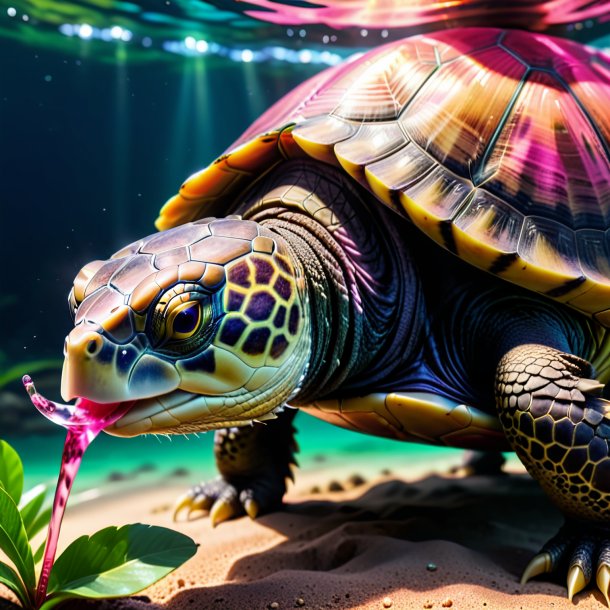 Pic of a pink drinking turtle