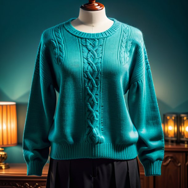 Photo of a teal sweater from wood