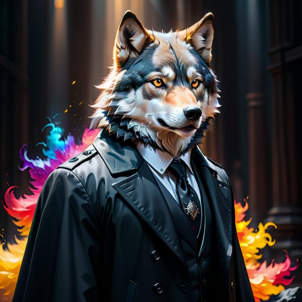 Picture of a wolf in a black coat