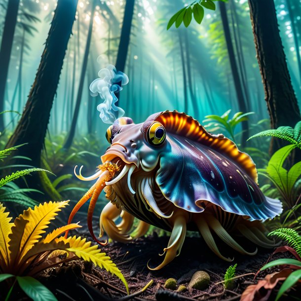 Image of a smoking of a cuttlefish in the forest