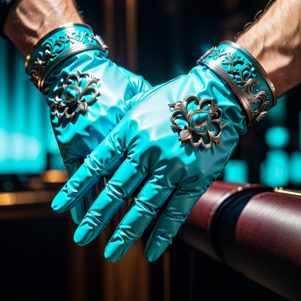 Pic of a cyan gloves from metal