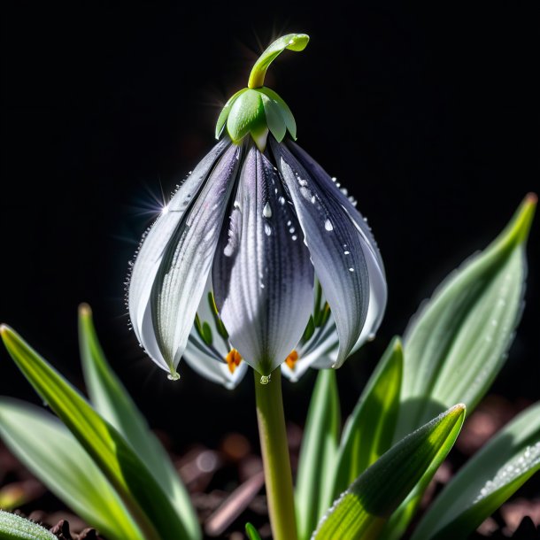 Portrait of a charcoal snowdrop