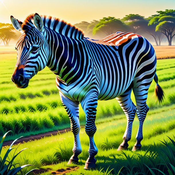 Illustration of a zebra in a trousers on the field