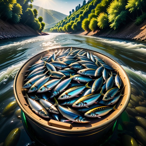 Image of a sardines in a cap in the river