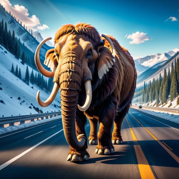 Imagen de un mamut en los guantes en la carretera