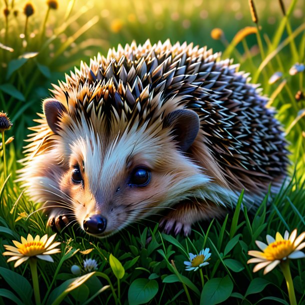 Photo d'un sommeil d'un hérisson dans la prairie