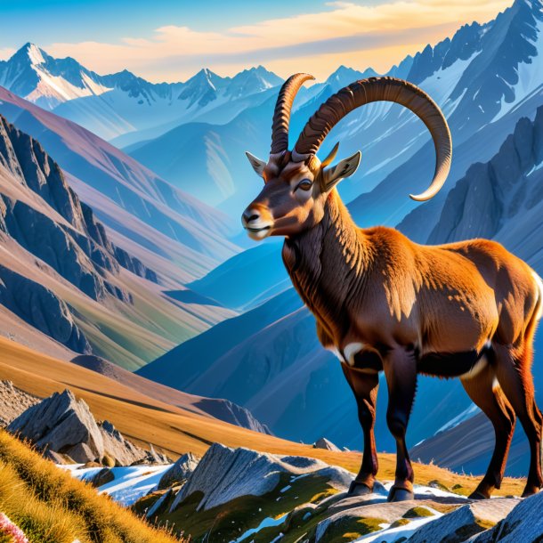 Pic of a drinking of a ibex in the mountains