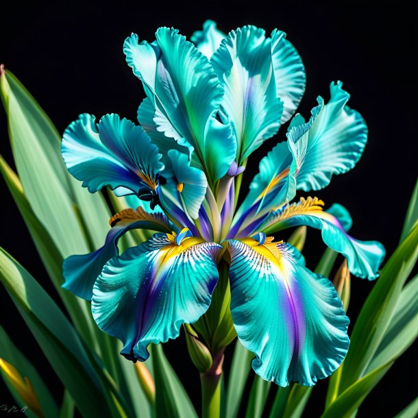 Imagery of a teal iris