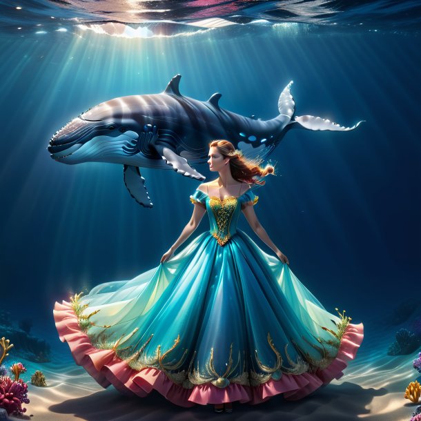 Photo of a whale in a dress in the sea