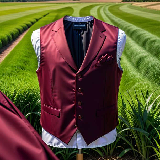 Photography of a maroon vest from grass