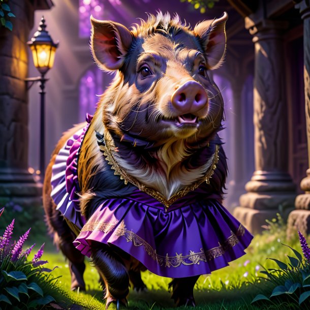 Picture of a boar in a purple skirt