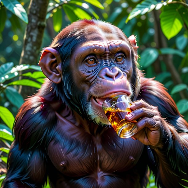 Foto de un granate bebiendo chimpancé