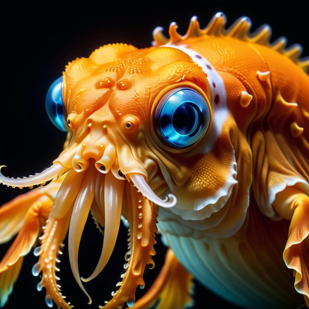 Pic of a orange drinking cuttlefish