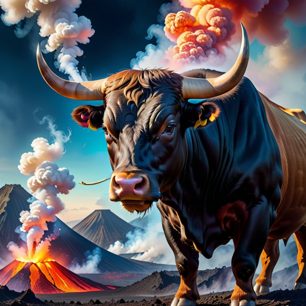 Image of a smoking of a bull in the volcano