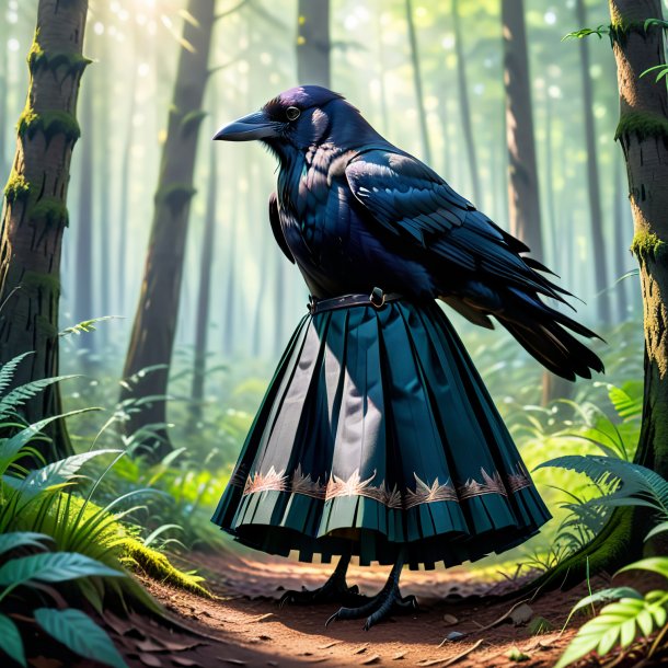 Image of a crow in a skirt in the forest