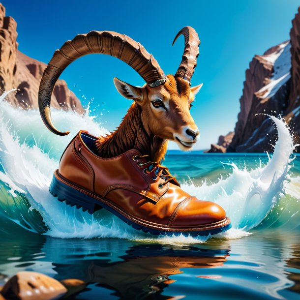 Image d'un ibex dans une chaussure dans l'eau