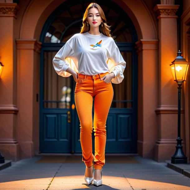 Picture of a dove in a orange jeans