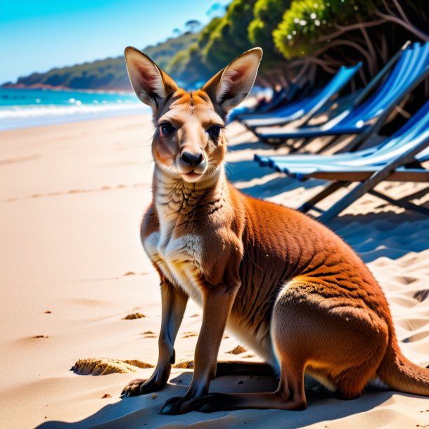 Pic d'un repos d'un kangourou sur la plage