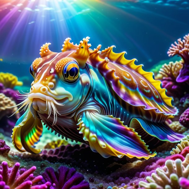 Pic of a resting of a cuttlefish on the rainbow