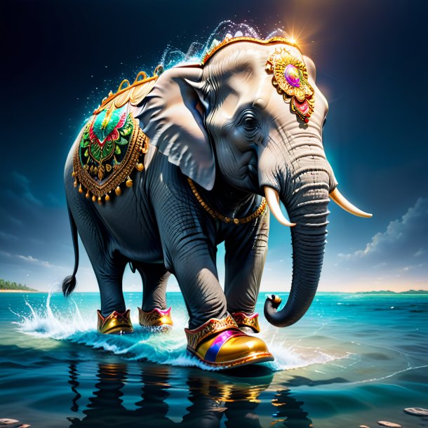 Picture of a elephant in a shoes in the water