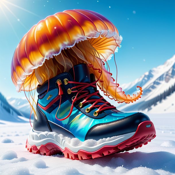 Picture of a jellyfish in a shoes in the snow