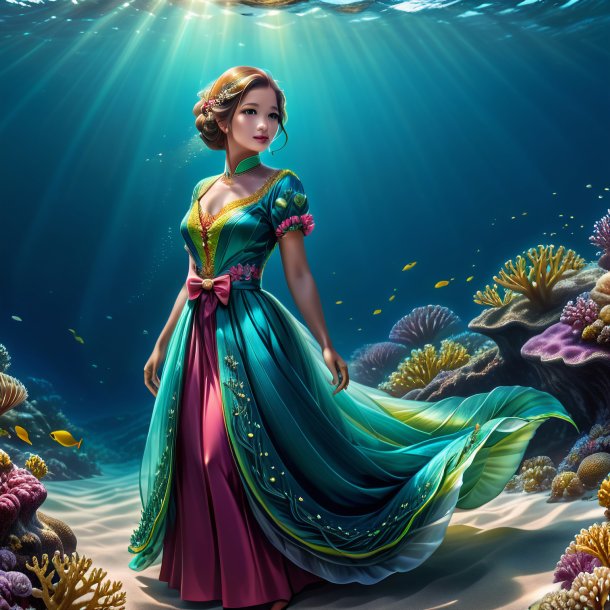 Drawing of a eel in a dress in the sea