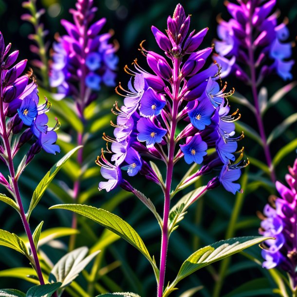 "photography of a navy blue willowherb, purple"