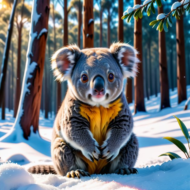 Foto de una espera de un koala en la nieve