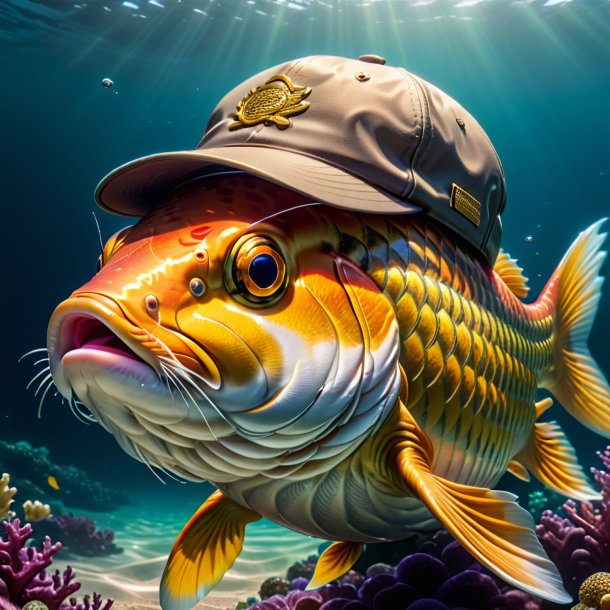 Pic of a carp in a cap in the sea