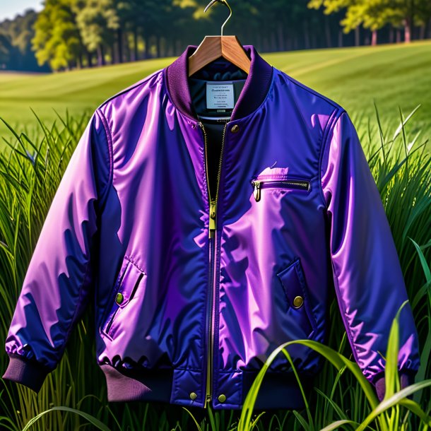 Portrait of a purple jacket from grass