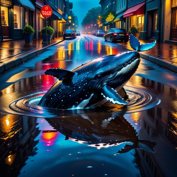 Photo of a whale in a shoes in the puddle