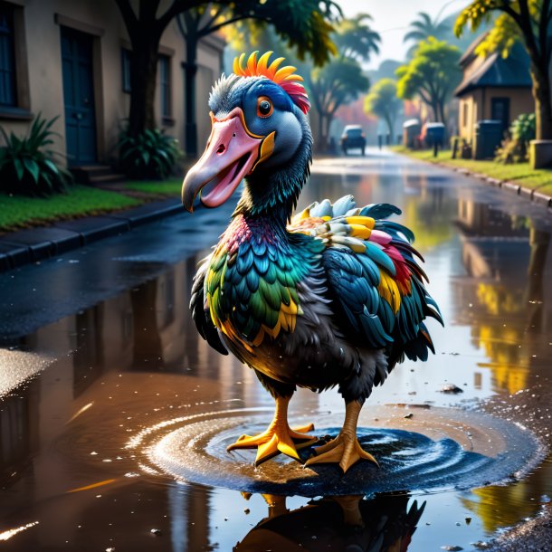 Image of a crying of a dodo in the puddle