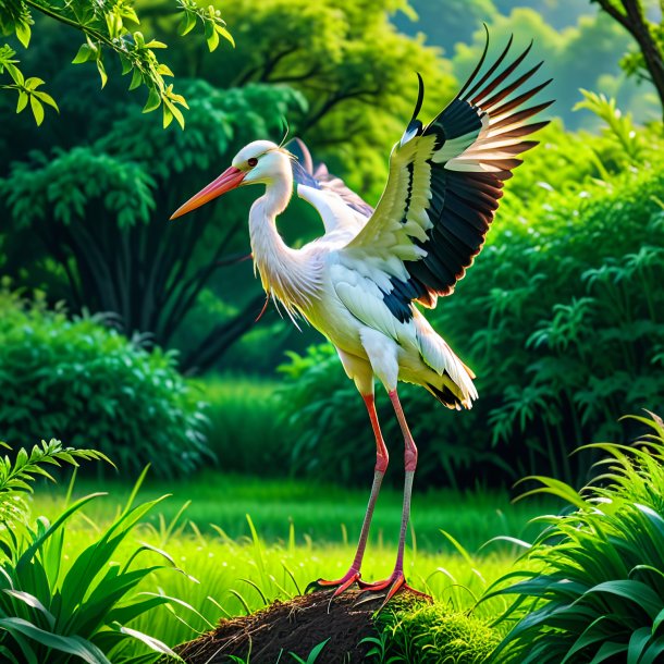 Pic of a stork in a green belt