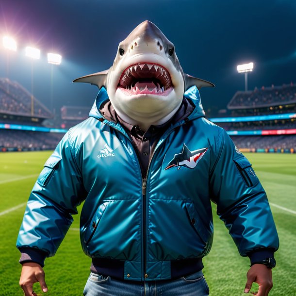 Photo of a shark in a jacket on the field