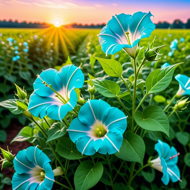 "imagem de um ciano bindweed, campo"