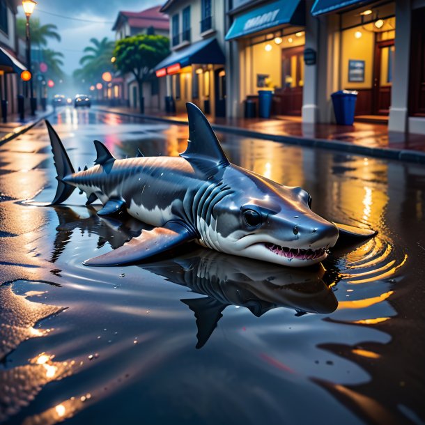 Photo d'un sommeil d'un requin à tête de marteau dans la flaque