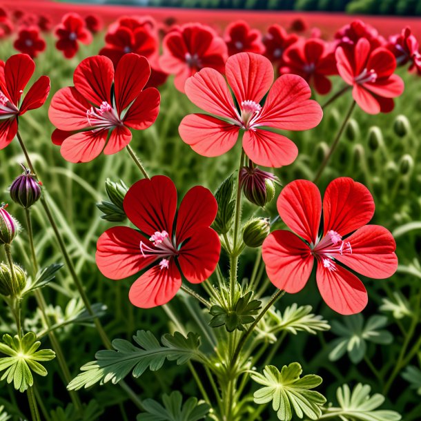 "photography of a wheat geranium, scarlet"