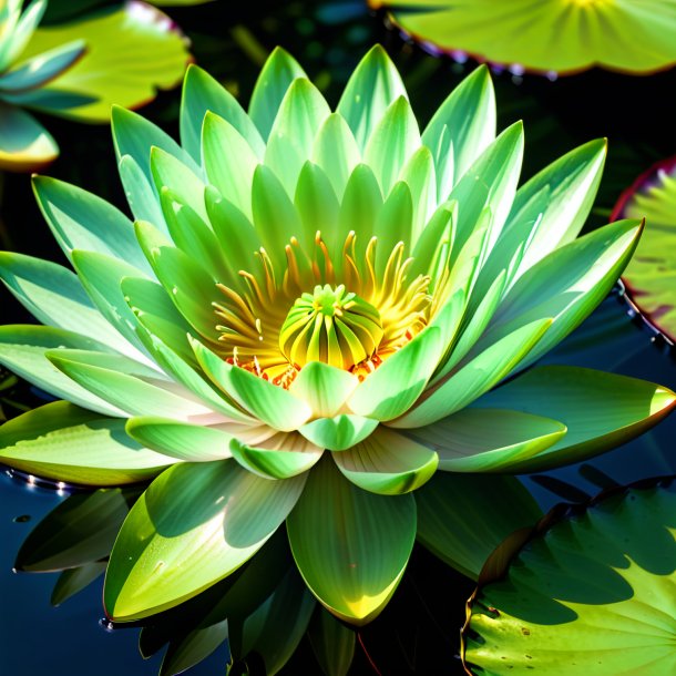 "image of a green water lily, peltated"