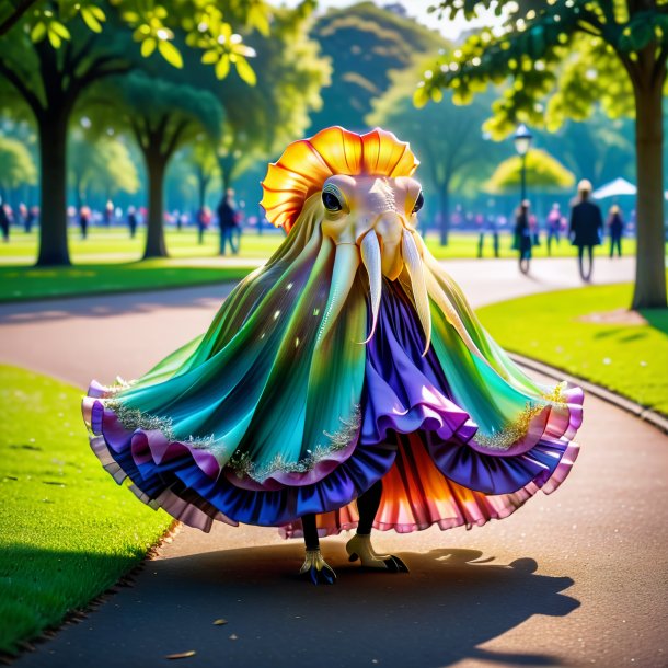 Pic de um choco em uma saia no parque