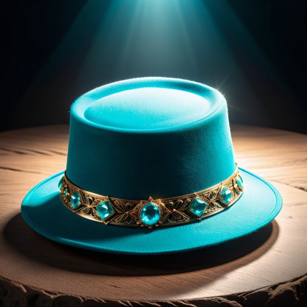 Clipart of a cyan hat from stone