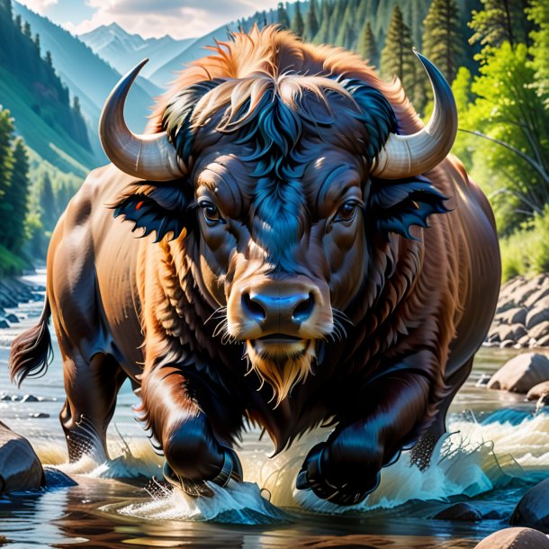 Pic of a buffalo in a gloves in the river