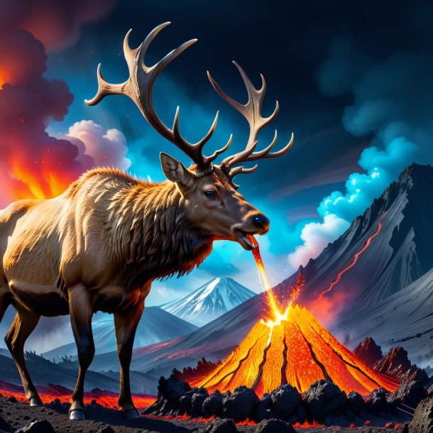 Pic of a eating of a elk in the volcano