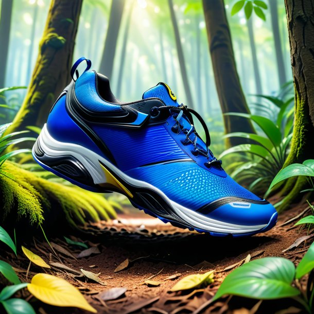 Imagem de um tang azul em um sapatos na floresta