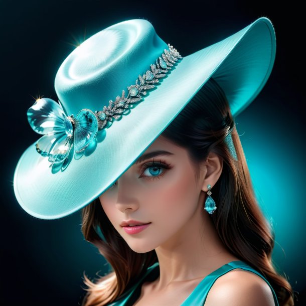 Photography of a aquamarine hat from iron