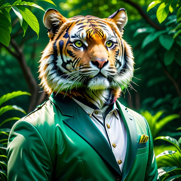 Image of a tiger in a green jacket